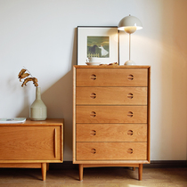  Island wood for home Nordic chest of drawers storage cabinet Simple modern light luxury bedroom solid wood retro chest of drawers storage cabinet