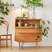  Yumu for home Nordic solid wood bucket cabinet side cabinet Chest of drawers Bedroom living room storage small dining side cabinet Modern light luxury