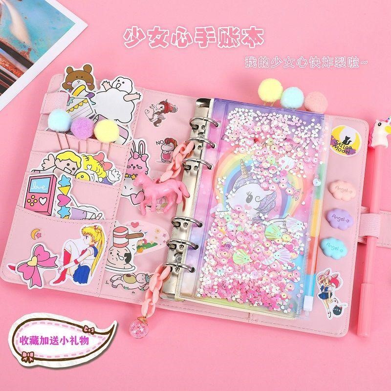 Unicorn hand ledger luxury hand ledger set cute girl heart diary gift box net red cane stationery