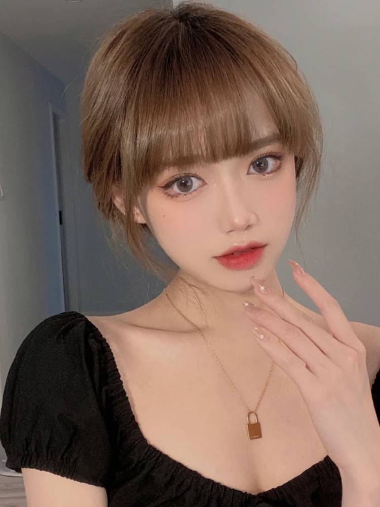 Comic fake bangs female natural forehead net red air bangs real hair wig Qi bangs wig pieces lisa head curtain