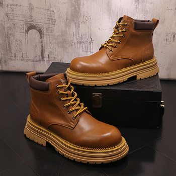 Martin boots new retro british style thick-soled short boots autumn and winter fashion casual color matching lace-up outdoor men's boots