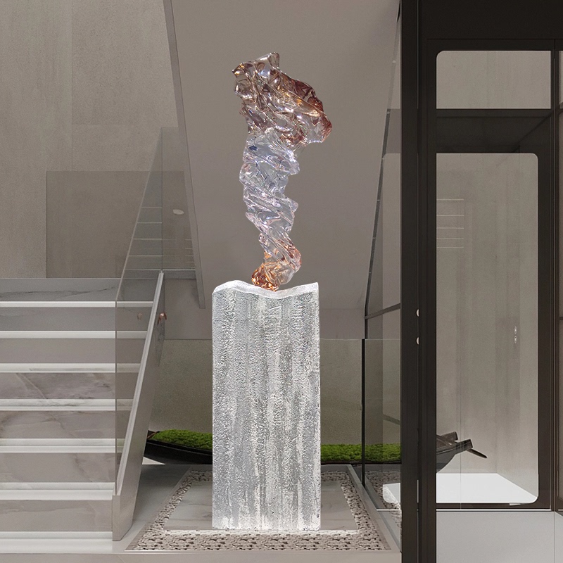 Abstract Creative Inspirational Tornado Water Sculpture Large Floor-Standing Hotel Villa High-End Transparent Resin Ornaments Abstract Creative Inspirational Tornado Water Sculpture Large Floor-Standing Hotel Villa High-End Transparent Resin Ornaments
