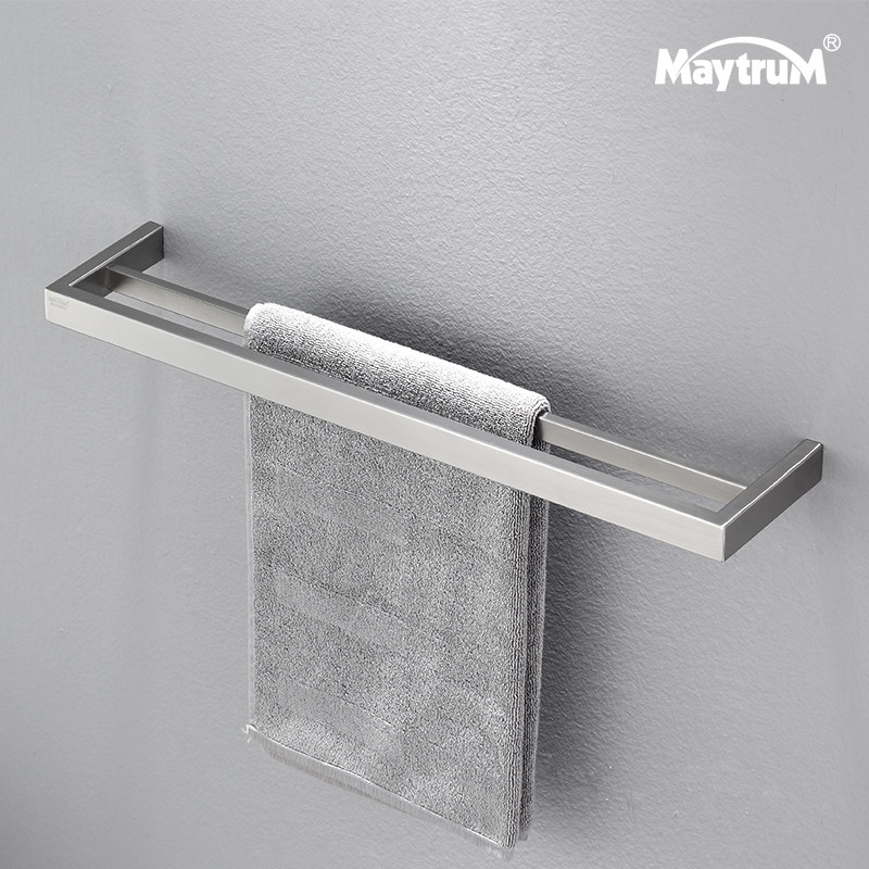 304 stainless steel double-lever towel rack wall-mounted bathroom bath towel rack MAKEUP ROOM SHOWER ROOM CONTAINING FLOOR SHELF