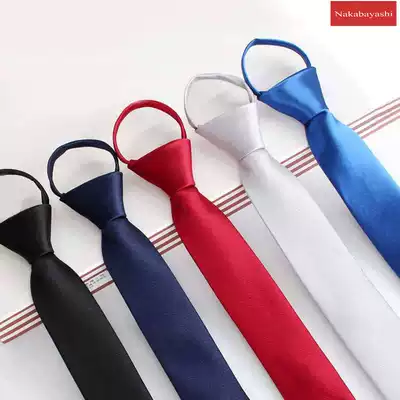 New zipper small tie 5cm men's narrow easy-to-pull rope buckle trend black student female simple fashion