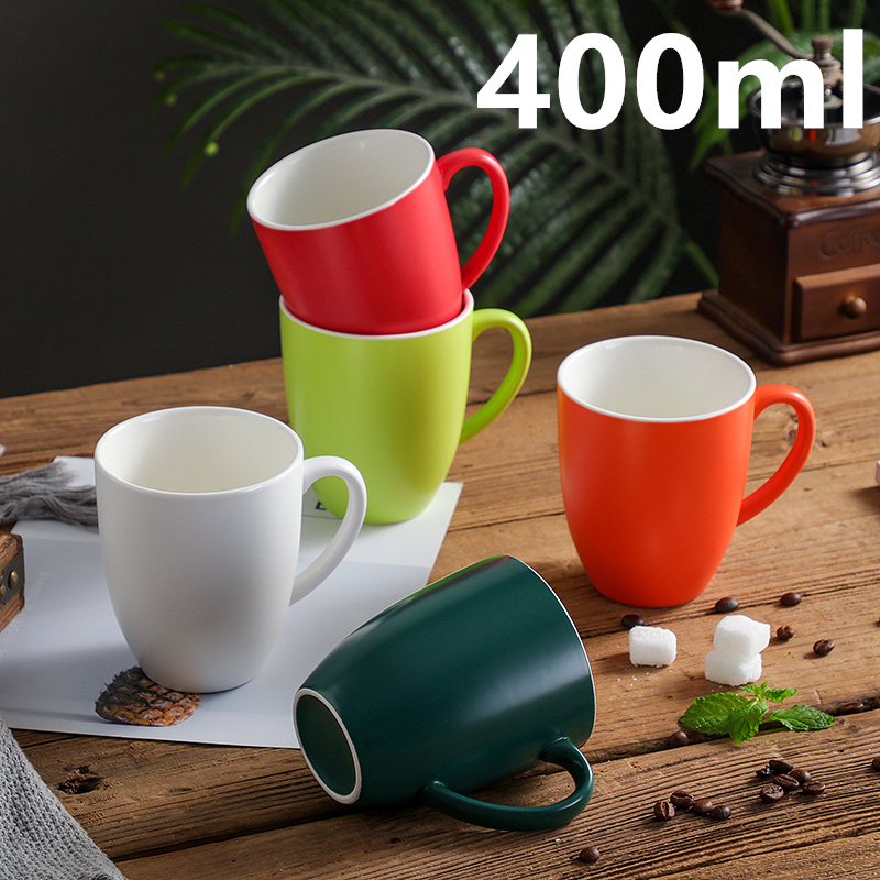 Fujiale Mug Ceramic Coffee Cup Color Tea Cup Latte Cup Water Cup Milk Breakfast Cup Hotel 400ml
