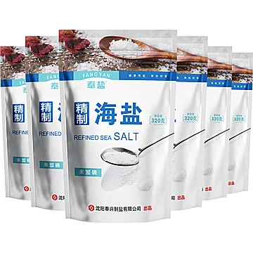 奉盐家用不含碘食用盐320g袋*6袋