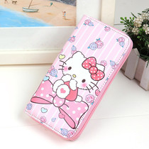 Japan-ROK cartoon cute kitten kitty child gift student ladies containing printed zipped long style leather clip wallet