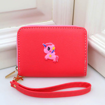 2022 new Korean version cartoon cute unicorn PU leather child girl student short hand lady wallet