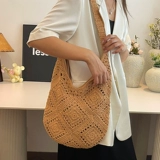 Летняя вместительная и большая сумка через плечо, пляжная универсальная соломенная сумка на одно плечо, пляжный стиль