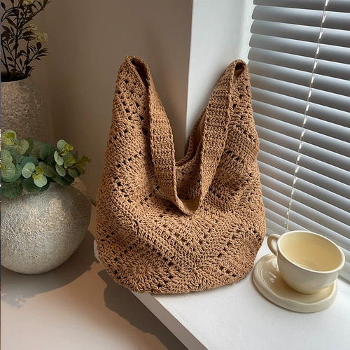 Летняя вместительная и большая сумка через плечо, пляжная универсальная соломенная сумка на одно плечо, пляжный стиль