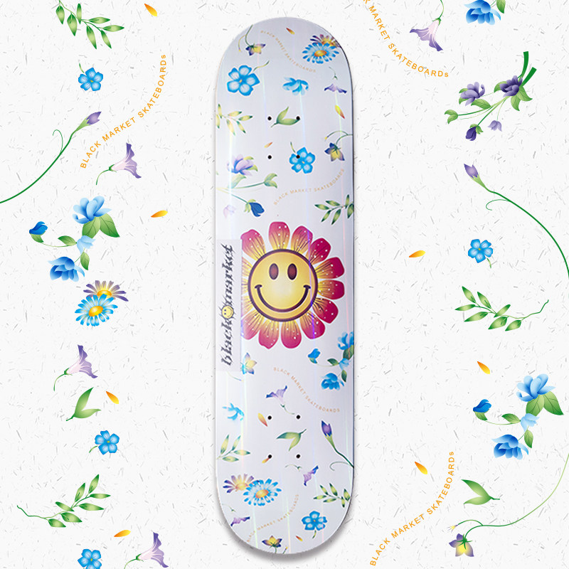 Black Marke Skateboard Sunflower Laser Board Surface Plus Maple Professional Street Style Double Rocker AT Attitude Skateboard