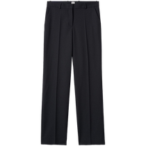 TOTEME womens black draped mid-waist pleated straight suit trousers