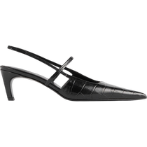 TOTEME womens shoes black crocodile pattern shiny pointed toe sandals slingbacks