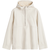 (Summer Discount)TOTEME Womens Macadamia Nut Color Half-Zip Soft Hooded Jacket