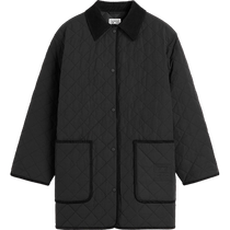 TOTEME Womens Black Corduroy Trim Lettering Embroidered Barn Jacket