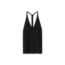 (Summer Discount)TOTEME Womens Black Deep V Neck Y Back Slim Camisole Top