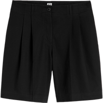 TOTEME Womens Cotton Casual Pleated Twill Straight Shorts