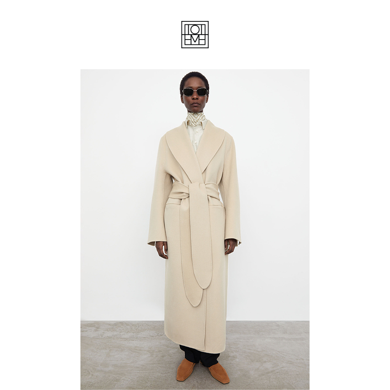 Toteme women 2022 spring new milk wine color gown wool coat