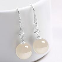 Red agate earrings female 925 sterling silver hypoallergenic earrings 2021 new trendy long temperament 18K pearl earrings