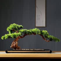 Simulation of welcome pine bonsai living room office desktop hotel decoration porch green root carving ornamental shape ornaments