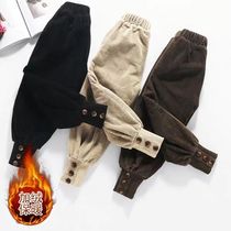 Plus velvet) girl pants spring 2020 new spring autumn tie pants children Korean loose casual pants