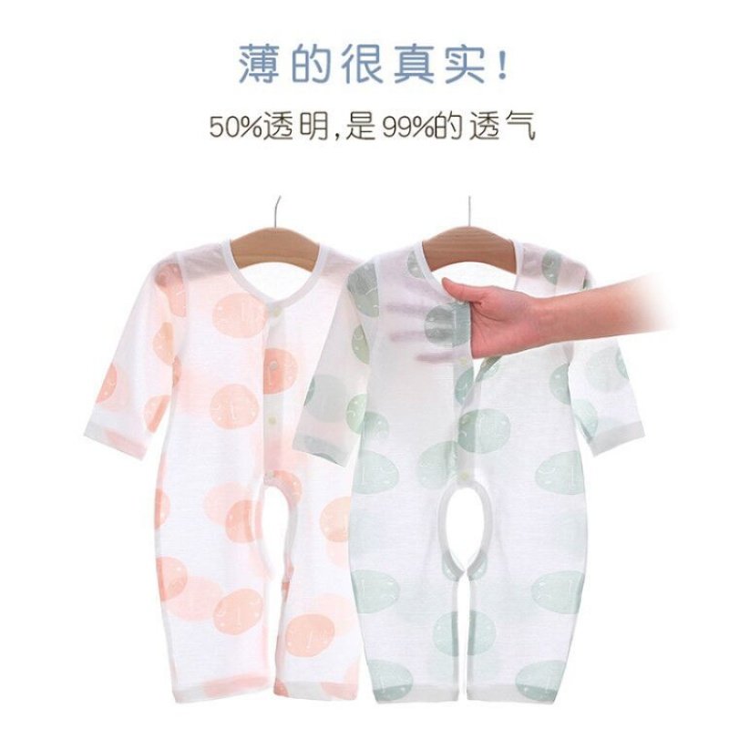 Baby summer wear baby long sleeves jumpsuit summer air conditioning clothes thin newborn baby men and women clothes pure cotton ha clothes