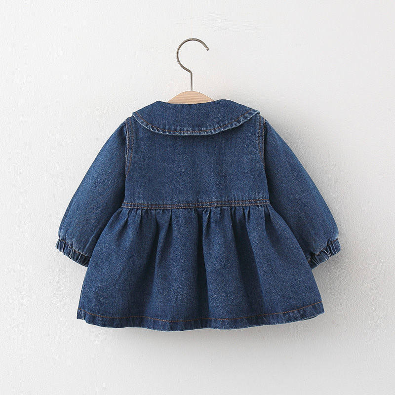 Children's clothing girl baby girl with dress and autumn and winter style with velvet baby girl little girl cowboy cardiovert princess dress foreign pie