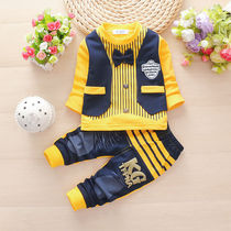 Boys and childrens clothing baby spring and autumn clothing cotton sweater set baby clothes two-piece spring tide long sleeve new Korean version