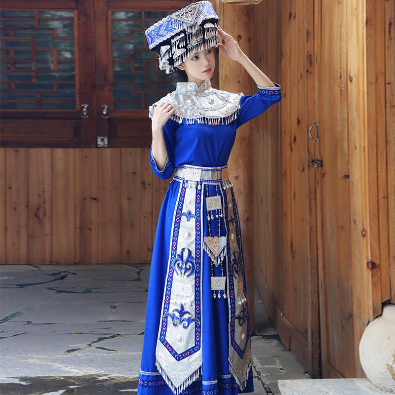 恩施トゥチャ族少数民族衣装女性大人ダンス司会者ステージ衣装フェニックス古城旅行撮影スーツ