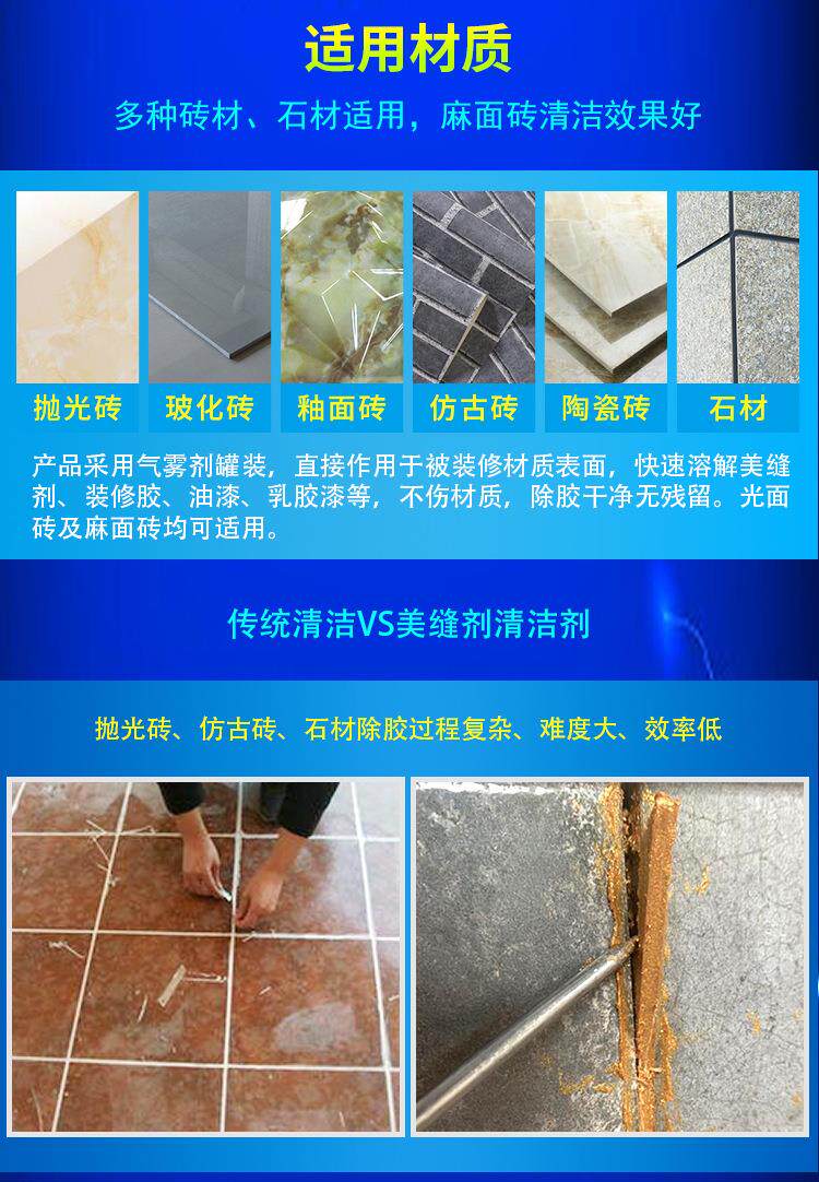 После распыления 瓷砖美缝剂清洗剂家用地板砖大理石除胶去污除油除漆填缝剂清洁剂 German/only banquet