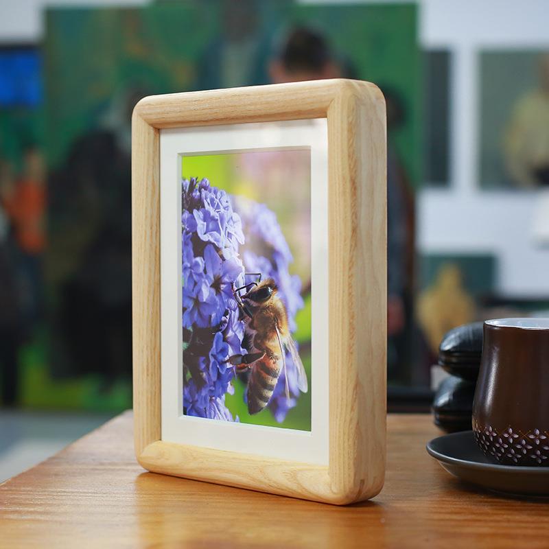 Solid wood mortise and mortise Factory white Rau wood rounded corner arc picture frame photo frame 7810 inch photo frame-Taobao