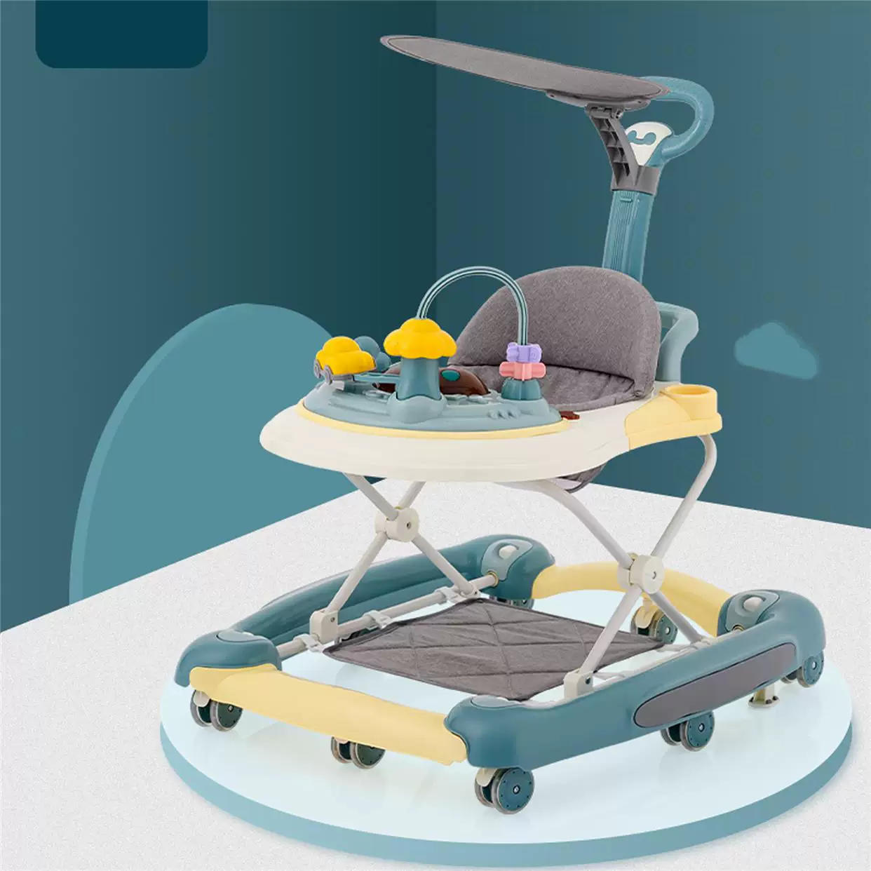 Children's walker with seat, anti-rollover