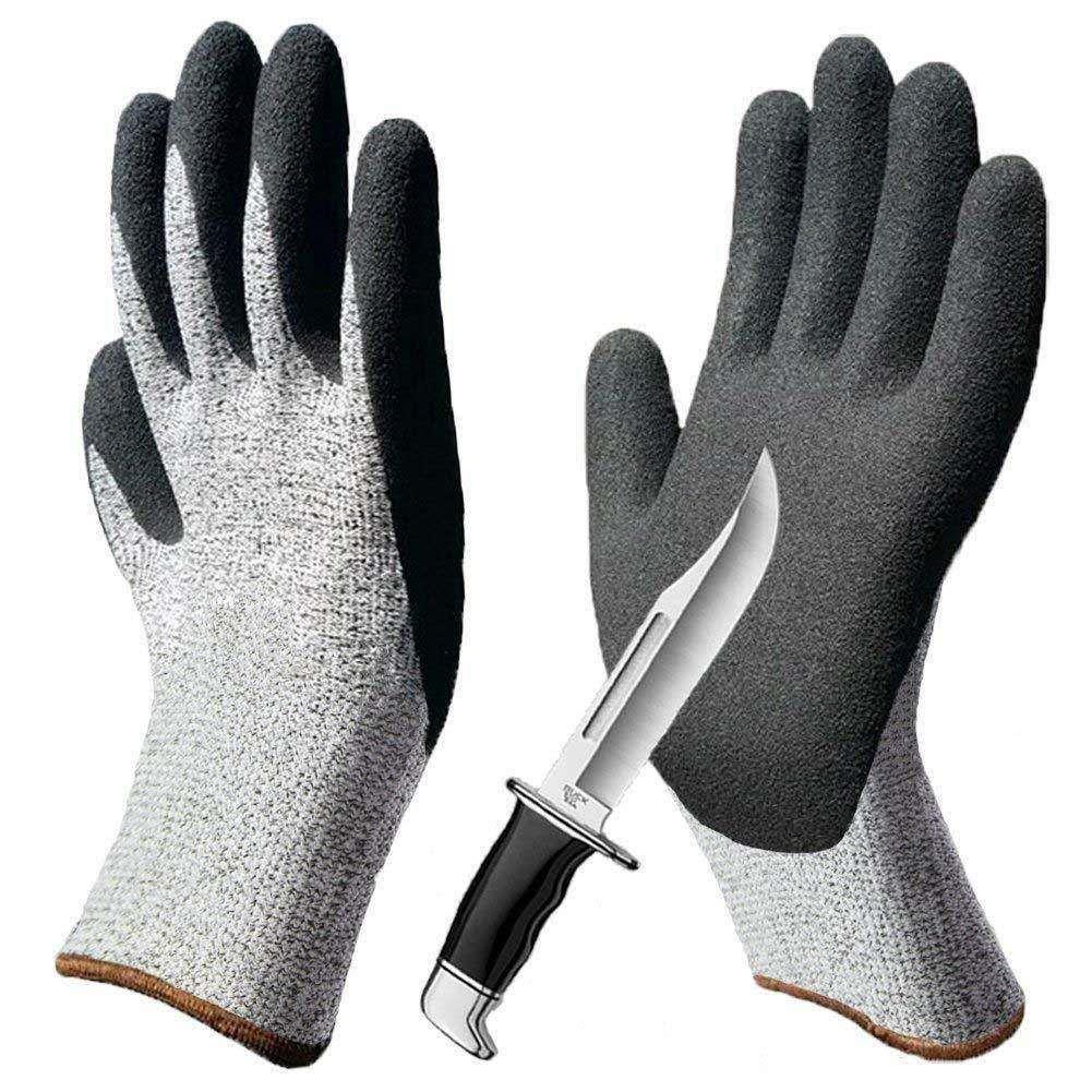 Anti-cut gloves Wear-resistant and puncture-resistant gardening kitchen carpentry hardware gloves Ding Qing rubber-soaked frosted anti-cut gloves