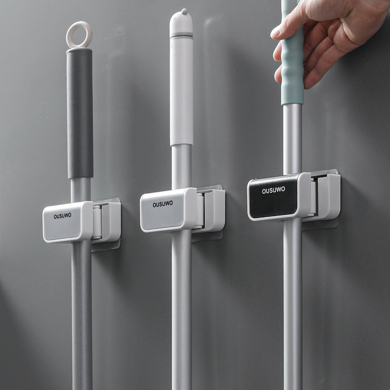 Japan imported MUJIE mop hook free punching wall hanging makeup room strong broom clip artifact mop hanger - Taobao