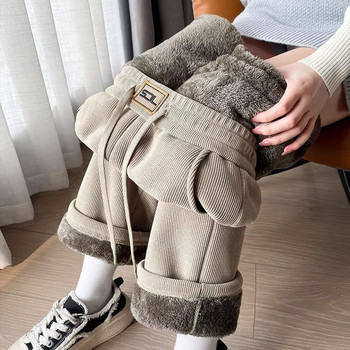 Loose mother large size warm straight pants