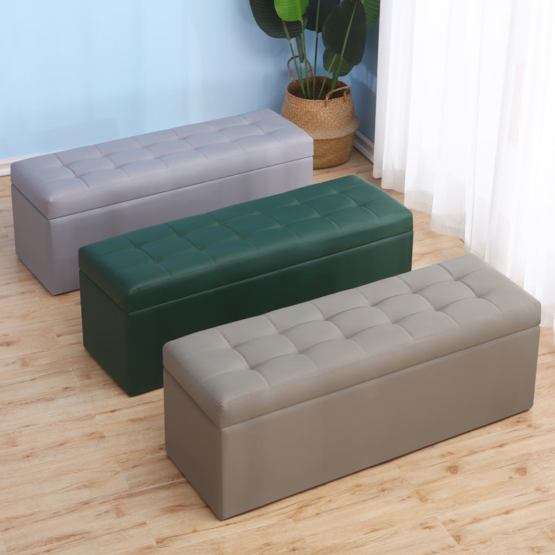 Clothing shop trial room long bench can sit storage box household rectangular sofa stool solid wood bench