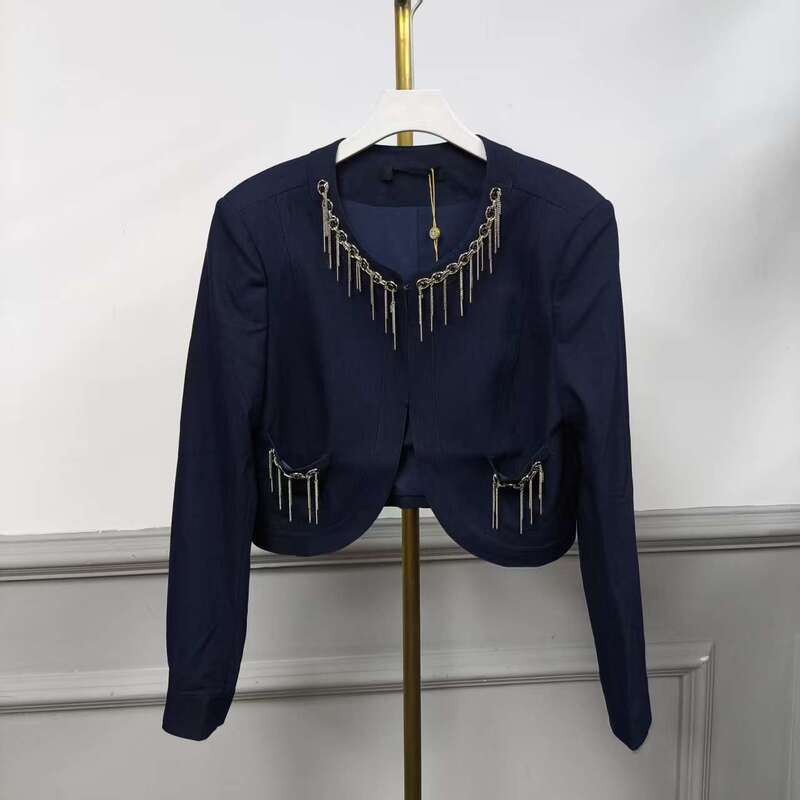 100 Series Spring and Autumn New Style Imitation Denim Fringed Jacket Aaje401308 100 Series Spring and Autumn New Style Imitation Denim Fringed Jacket Aaje401308