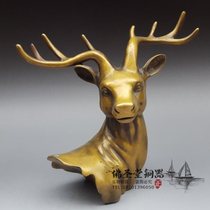 Happy good antique pure copper sika deer copper first all the way to make money copper deer head fortune deer crafts decorative bronze ware