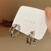 Korean metal double layer earring niche silver needle earrings 2023 new style earrings for women high-end and temperament earrings