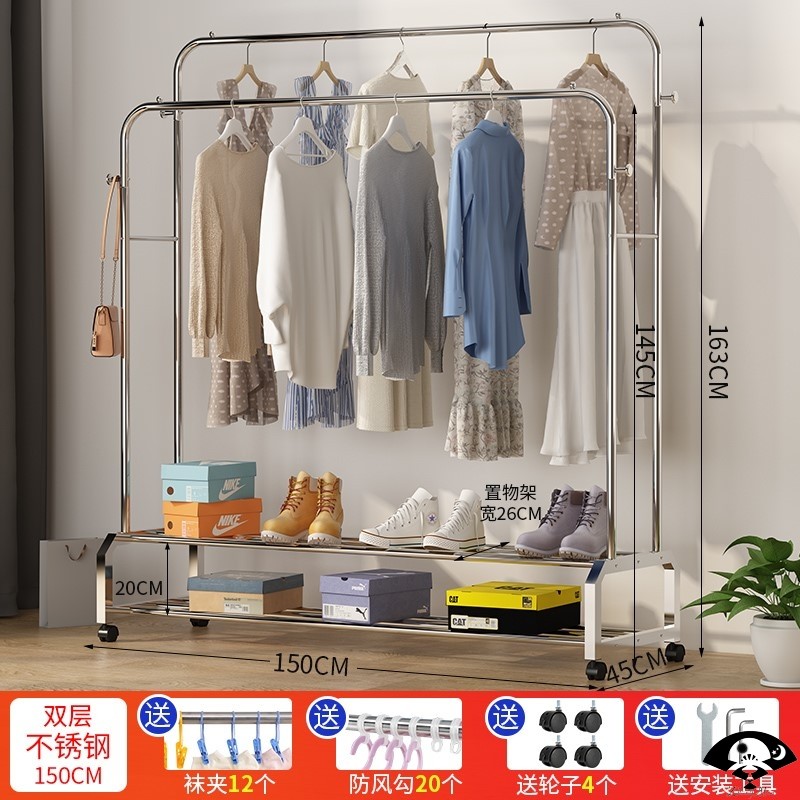 Balcony type single rod drying rack floor to ceiling folding bedroom shelf retractable stainless steel cool hanging clothes drying home pole