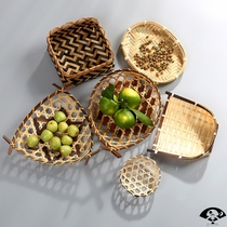 Traditional hand-made small bamboo basket mini bamboo basket small sieve with candy noodles and melon cooked tray