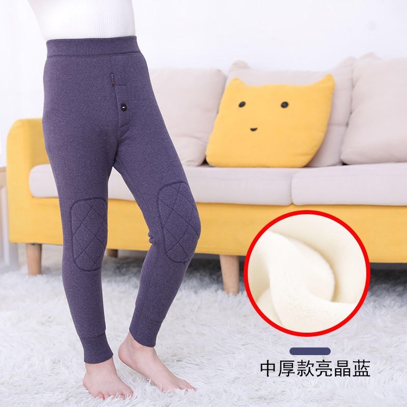 Autumn and winter children's warm pants anti-pilling baby cotton pants wear plus velvet thick high waist knee pads student boy sanitary pants
