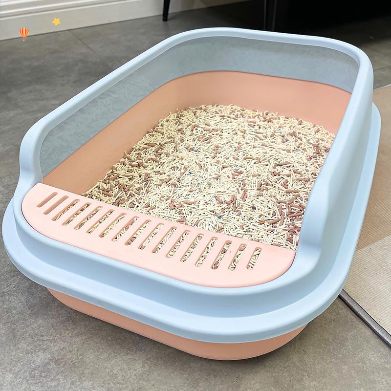 Cat litter basin semi-closed large number high fence anti-splash anti-splash cage Available Cat Sand Basin Kitty supplies-Taobao