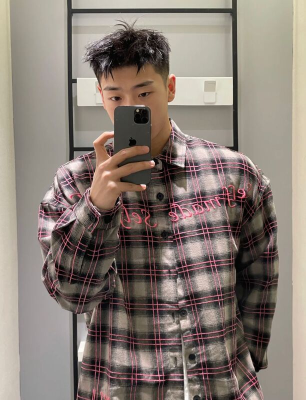 American High Street Plaid Shirts for Men and Women 2026 Spring New Letter Print Couple Long-Sleeved Shirts Loose Tops