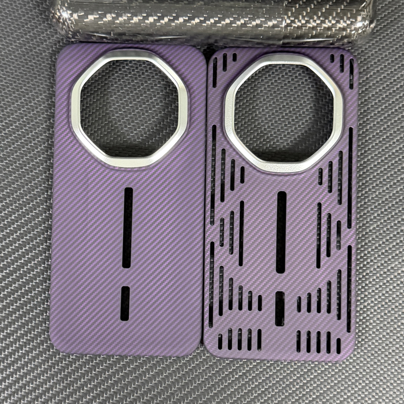 Suitable for Huawei Mate80Rs, Kevlar Carbon Fiber 600D Fine-Grained Phone Case with Hollowed-Out Design for Heat Dissipation, Ultra-Thin, Anti-Slip, Drop-Resistant, Colorful Woven Full-Cover Forged Hard Protective Case