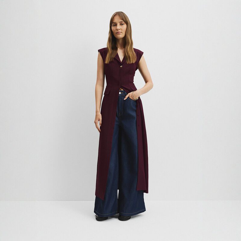 Heavyweight Twill Acetate~The Fabric Is Very Good Quality Cy Australia Pure Long-Sleeve Shirt-Style Sleeveless Lapel Blazer Long Dress Heavyweight Twill Acetate~The Fabric Is Very Good Quality Cy Australia Pure Long-Sleeve Shirt-Style Sleeveless Lapel Blazer Long Dress