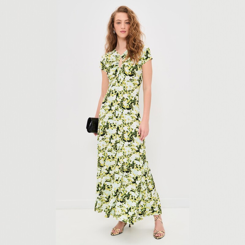 Ps White Label~$495~Super Comfortable Fabric with Stretch, Gradient Oil Painting Style Print, Wrapped Sleeves, Twisted Floral Dress