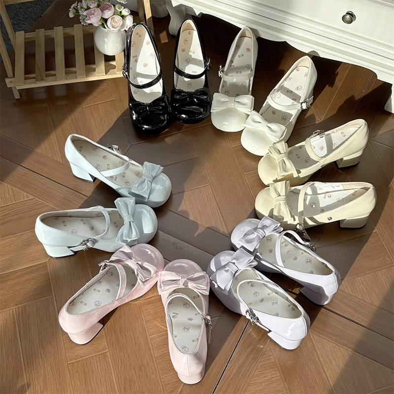 In-Stock Small Milk-Colored [Mid-Heel] Lolita Shoes by Luo Xunsen, Original Design, Round Toe, Shallow Mouth, Versatile, Cute Lo Shoes, Single Shoes