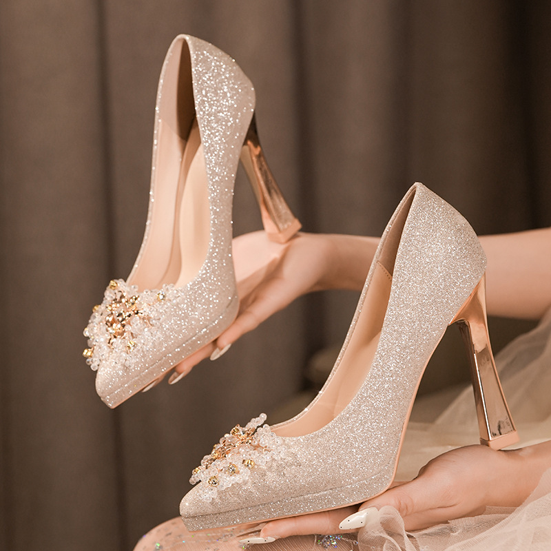 2026 Pointed-Toe High Heels, Light Luxury, High-End Feel, Comfortable Wedding Shoes, Rhinestone Versatile Sequin Platform Single Shoes for Women 2026 Pointed-Toe High Heels, Light Luxury, High-End Feel, Comfortable Wedding Shoes, Rhinestone Versatile Sequin Platform Single Shoes for Women