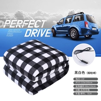 Черно-белое клетчатое автомобильное одеяло с подогревом, 12 В постоянного тока